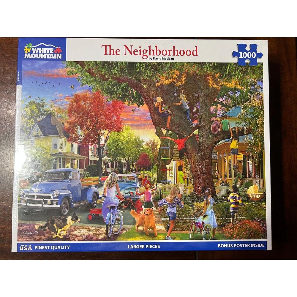 1000 piece White Mountain Puzzle "The Neighborhood" Sealed 24x30